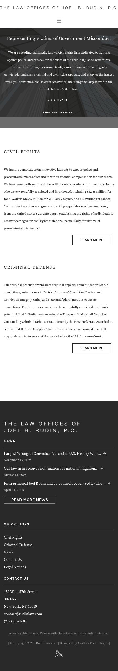 Law Offices of Joel B. Rudin - New York NY Lawyers