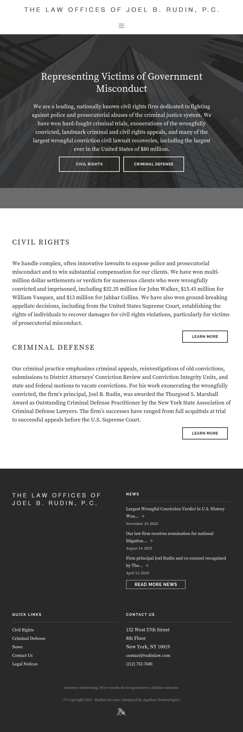 Law Offices of Joel B. Rudin - New York NY Lawyers