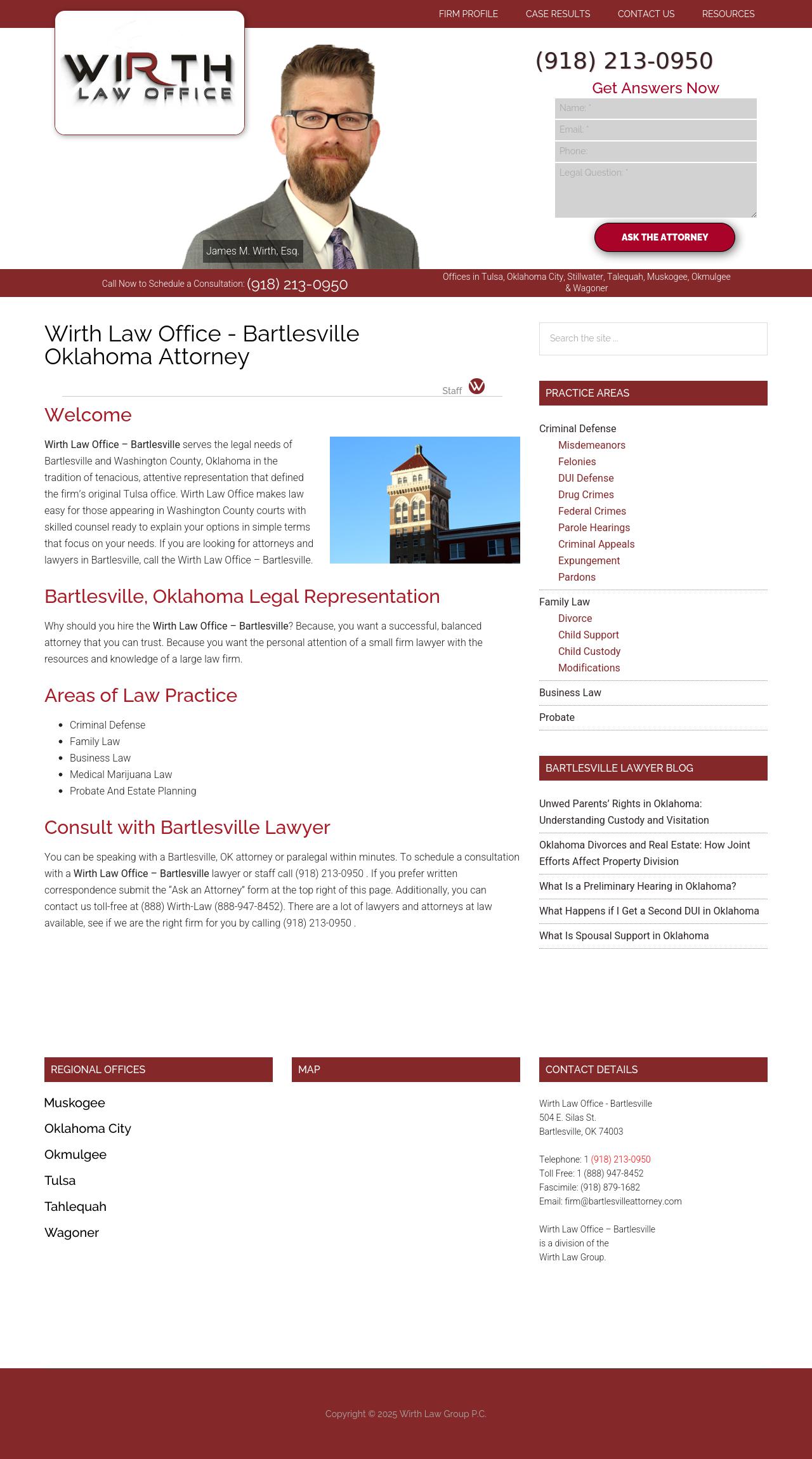 Wirth Law Office - Bartlesville Attorney - Bartlesville OK Lawyers