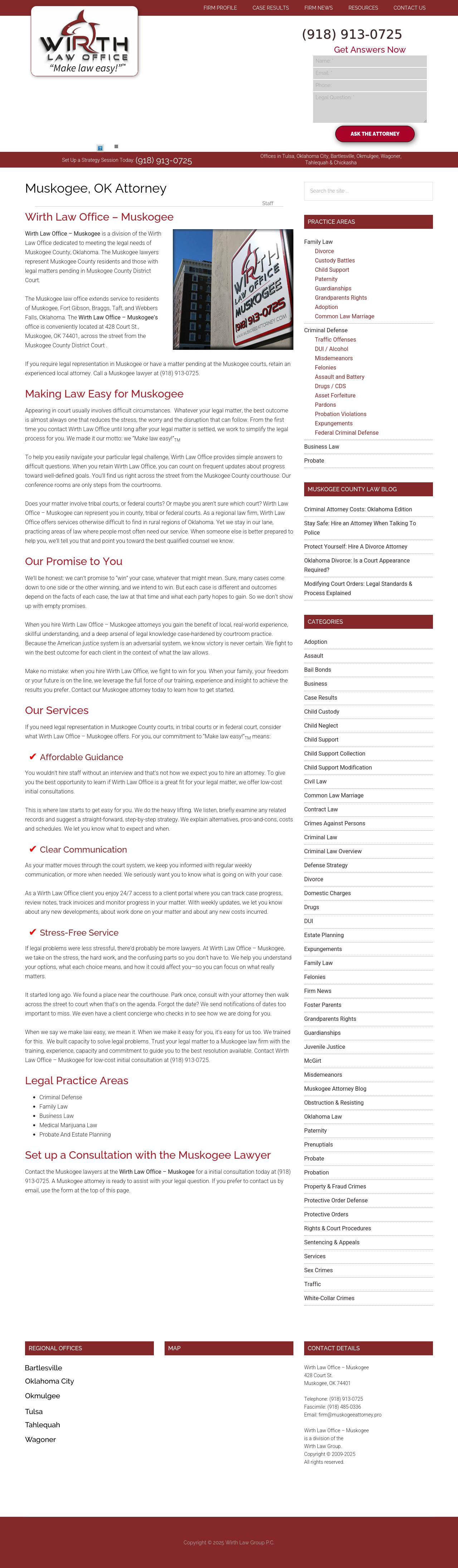 Wirth Law Office - Muskogee Attorney - Muskogee OK Lawyers